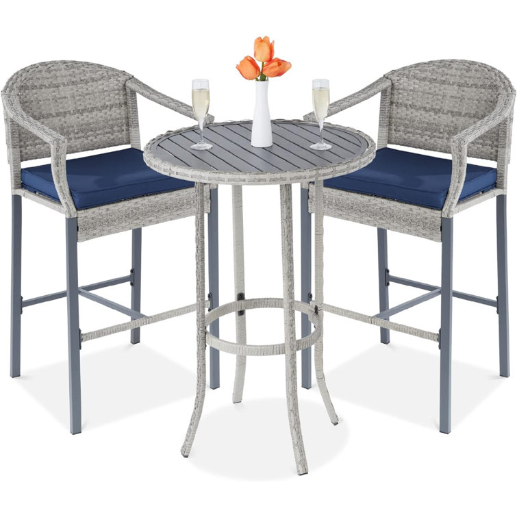 Latitude Run® Outdoor Wicker Bar Table Set Wayfair